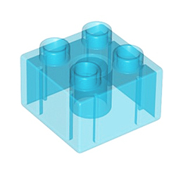 Кубик 2х2 прозрачный голубой Лего дупло