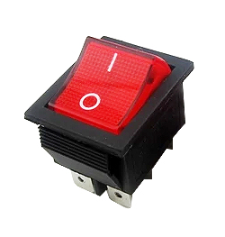 Выключатель клавишный  KCD4 красный, 3 пары контактактов