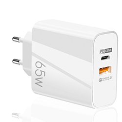 Зарядное устройство GaN USB QC3.0 + PD 65 ватт, белое