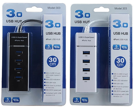 Разветвитель USB 1-4 (USB-хаб), USB 3.0, белый